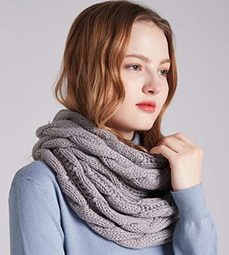 NEOSAN Womens Thick Ribbed Knit Winter Infinity Circle Loop Scarf Twist Grey