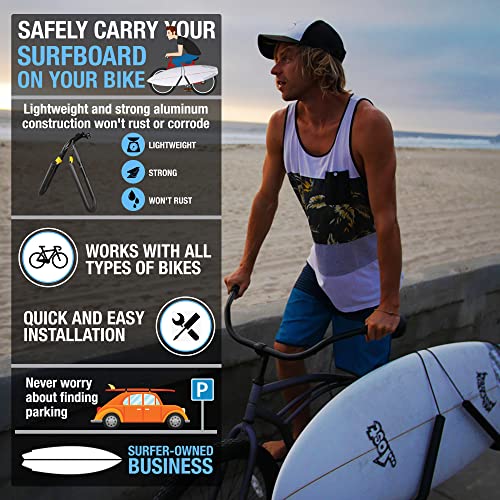 Surfboard Bike Rack - Cruise to Your Surf Spot [Choose Color] (Black)