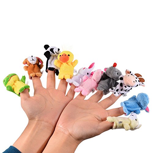 Acekid 10pcs Soft Plush Animal Finger Puppets Set Baby Story Time Velvet Animal Style for Toddlers