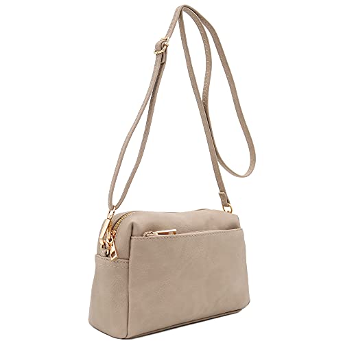 FashionPuzzle Triple Zip Small Crossbody Bag