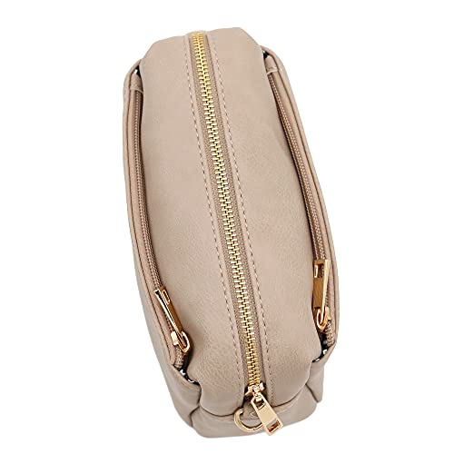 FashionPuzzle Triple Zip Small Crossbody Bag