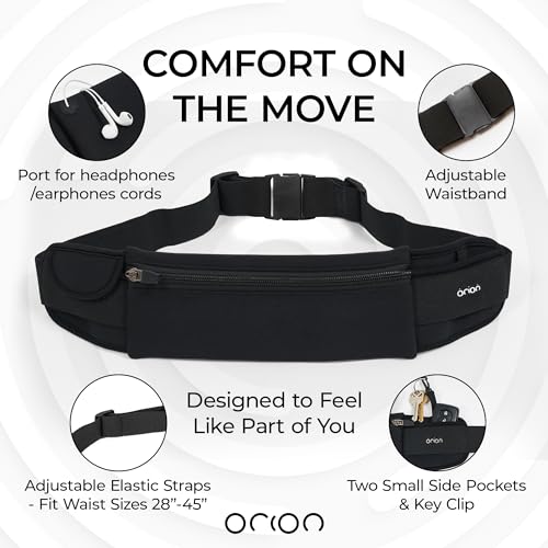 The Belt of Orion Survival Gear Travel Running Belt Waist Fanny Pack Hands Free Way to Carry Sanitizer, Face Mask, Phone, Passport, Keys, ID, Money & Everyday Essentials (Travel 9"x4")