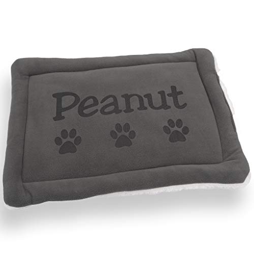 Custom Catch Personalized Dog Mat - Gift for Crate Cushion, Puppy Sleeping Blanket, Kennel Bed Pad - Small - S - Gray, Purple, Blue, Maroon, Beige