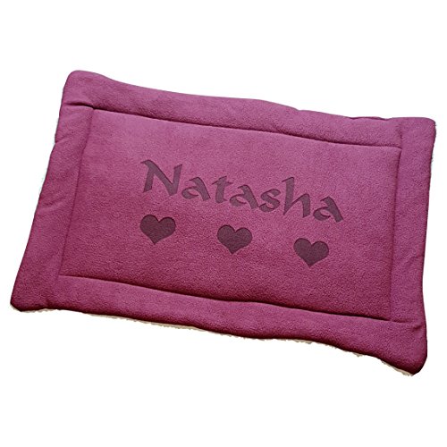 Custom Catch Personalized Dog Mat - Gift for Crate Cushion, Puppy Sleeping Blanket, Kennel Bed Pad - Small - S - Gray, Purple, Blue, Maroon, Beige