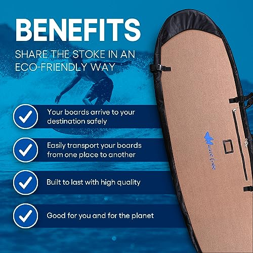 Wave Tribe Tiger Queen Surfboard Travel Bag with Wheels - Hemp Surfboard Bag, Perfect for Surfers, Fits 3-4 Boards, YKK Zipper, 10mm Padding, Extra Protection, Pro Quiver Style (6'7, 7'6, 8'6, 9'6)