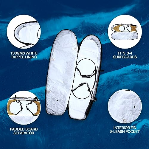 Wave Tribe Tiger Queen Surfboard Travel Bag with Wheels - Hemp Surfboard Bag, Perfect for Surfers, Fits 3-4 Boards, YKK Zipper, 10mm Padding, Extra Protection, Pro Quiver Style (6'7, 7'6, 8'6, 9'6)
