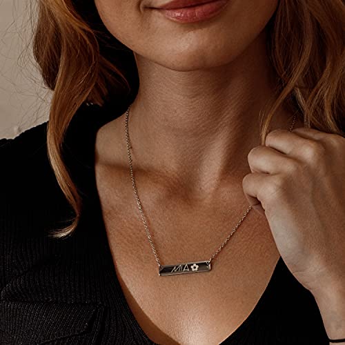 Petite Boutique Customizable Your Name Bar Necklace - Personalized Gift Custom Jewelry 16K Plated Aniversary bridesmaid Gift for Women Gold Silver Rose Gold with Premium Gift case