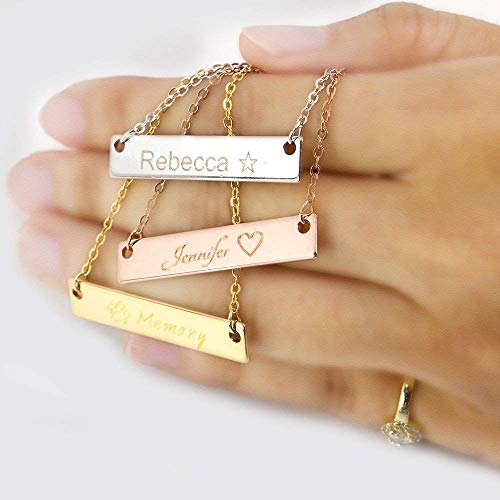 Petite Boutique Customizable Your Name Bar Necklace - Personalized Gift Custom Jewelry 16K Plated Aniversary bridesmaid Gift for Women Gold Silver Rose Gold with Premium Gift case