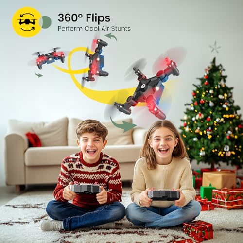 Holy Stone HS190 Drone for Kids, Mini Drone with One-Key Takeoff/Landing, 3D Flips, 3 Speeds and Auto Hovering, Gifts Toys for Boys and Girls, Red