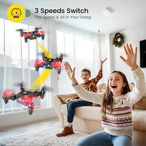 Holy Stone HS190 Drone for Kids, Mini Drone with One-Key Takeoff/Landing, 3D Flips, 3 Speeds and Auto Hovering, Gifts Toys for Boys and Girls, Red