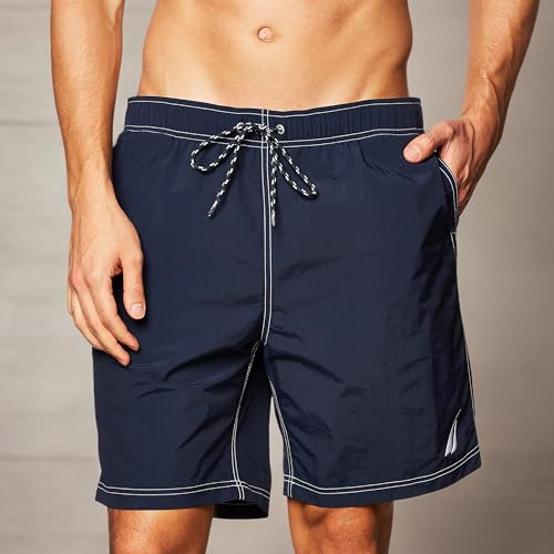 Nautica Men's Solid Quick Dry Classic Logo Swim-Trunk