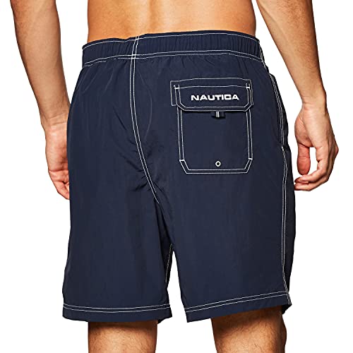 Nautica Men's Solid Quick Dry Classic Logo Swim-Trunk