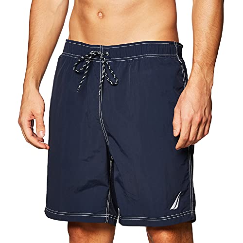 Nautica Men's Solid Quick Dry Classic Logo Swim-Trunk