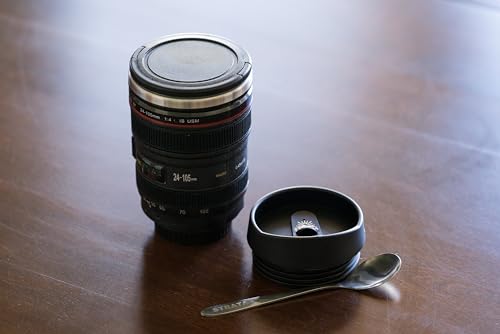 STRATA CUPS Camera Lens Coffee Mug -13.5oz | (2 LIDS + SPOON + BAG) Gifts for Him, Dad Gifts, Photography, Camera accessories, Novelty Gifts, Gifts for Him