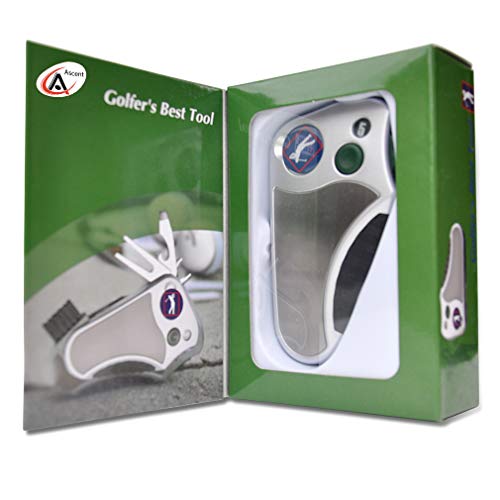 Golfer's Best Tool Golf Multitool All-IN-ONE - Stroke Counter, Divot Repair Tool, Brush, Ball Marker, Cleat Tightener, Club Groove Cleaner, Best Golf Gift Idea For Men Women, Souvenir, Present