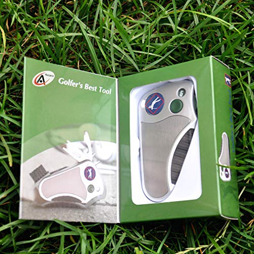 Golfer's Best Tool Golf Multitool All-IN-ONE - Stroke Counter, Divot Repair Tool, Brush, Ball Marker, Cleat Tightener, Club Groove Cleaner, Best Golf Gift Idea For Men Women, Souvenir, Present
