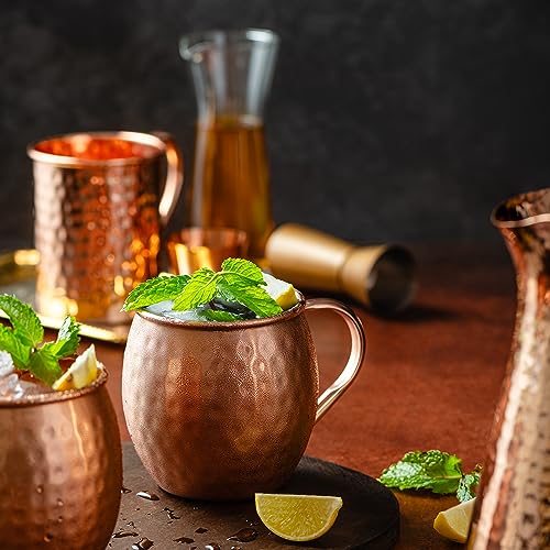 Moscow Mule Copper Mugs Set of 2 Large 16 oz - 100% Pure Copper Cocktail Mugs Gift Box Moscow Mule Cups Set - Premium Copper Cups