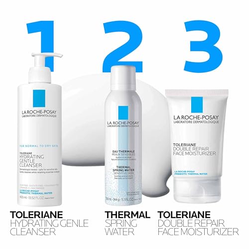 La Roche-Posay Toleriane Hydrating Gentle Face Cleanser, Daily Facial Cleanser with Niacinamide and Ceramides for Sensitive Skin, Moisturizing Face Wash for Normal to Dry Skin, Fragrance Free