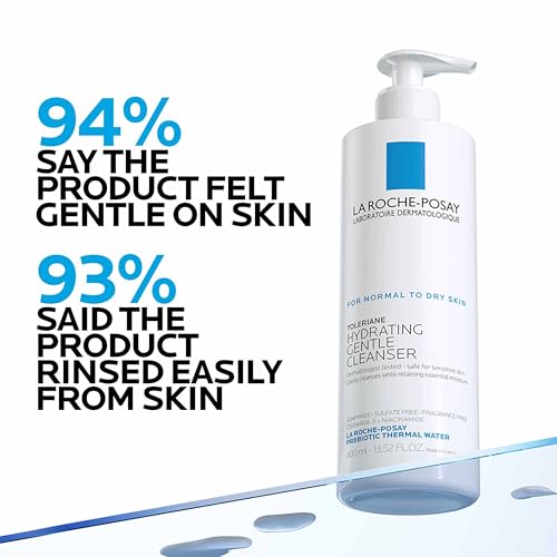 La Roche-Posay Toleriane Hydrating Gentle Face Cleanser, Daily Facial Cleanser with Niacinamide and Ceramides for Sensitive Skin, Moisturizing Face Wash for Normal to Dry Skin, Fragrance Free