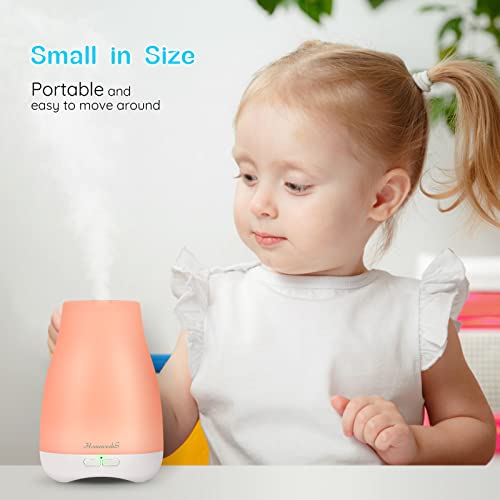 Homeweeks Diffusers, 100ml Colorful Essential Oil Diffuser with Adjustable Mist Mode,Auto Off Aroma Diffuser for Bedroom/Office/Trip (100 ML 1 Pack)