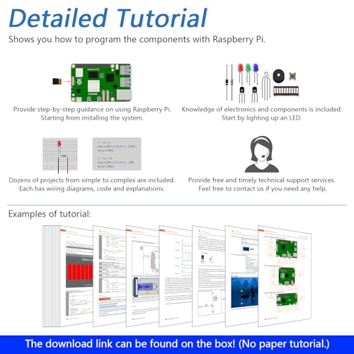 Freenove Ultimate Starter Kit for Raspberry Pi 5 4 B 3 B+ 400, 558-Page Detailed Tutorial, Python C Java Scratch Code, 223 Items, 104 Projects