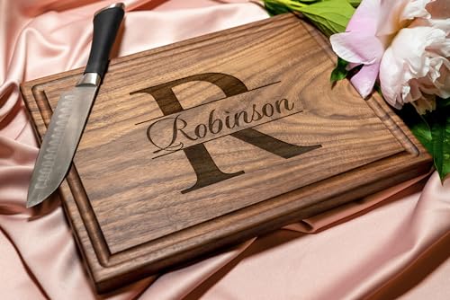 Personalized Cutting Board, Custom Wedding, Anniversary or Housewarming Gift Idea, Wood Engraved Charcuterie, for Friends and Family, Monogram Initial Design 004