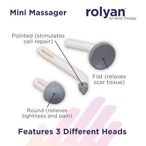 Rolyan Mini Massager, Compact Battery Operated Medical Massager for Scar Tissue, Includes 3 Massage Heads, Small Massaging Device for Surgery Scars, Hands, Feet, & Small Areas, Relaxing Pulse Massager