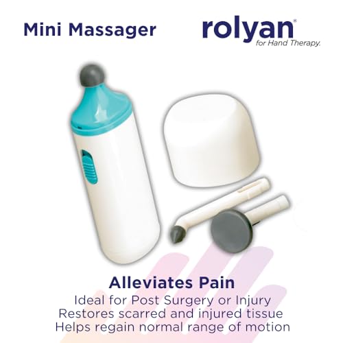 Rolyan Mini Massager, Compact Battery Operated Medical Massager for Scar Tissue, Includes 3 Massage Heads, Small Massaging Device for Surgery Scars, Hands, Feet, & Small Areas, Relaxing Pulse Massager