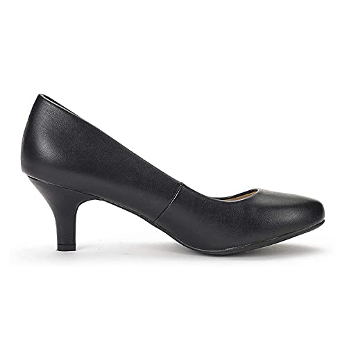 DREAM PAIRS Womens Pat Bridal Wedding Low Heel Pump Shoes, Black/Pu - 8.5 (Luvly)