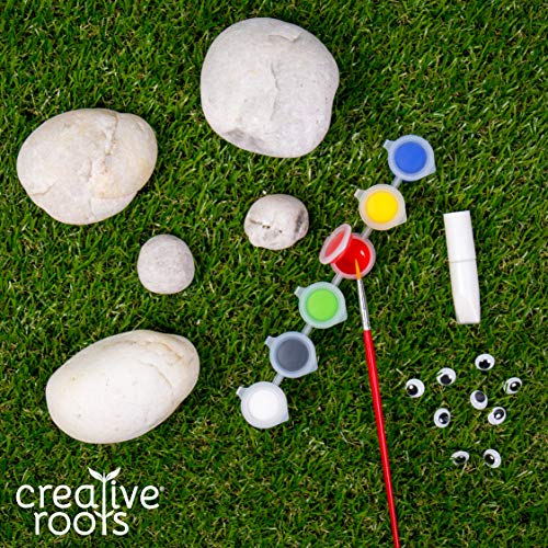 Creative Roots Paint Your Own Rock Pets by Horizon Group USA, 6 Colors, Paint Brush, Wiggly Eyes and Glue Included, Multicolor