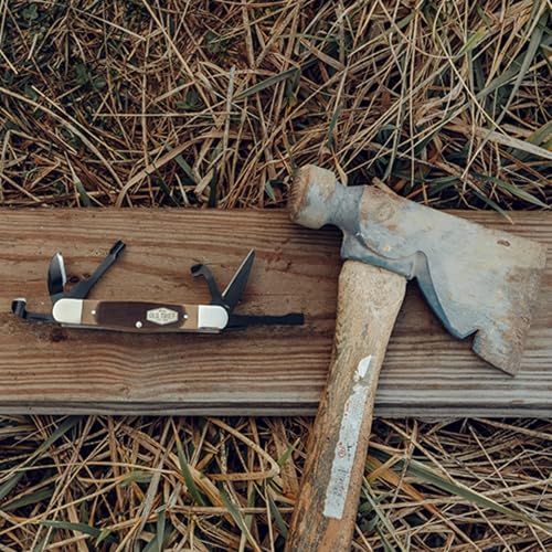 Old Timer 24OT Splinter Carvin' 6in Traditional Folding Whittling Knife with 1.5in Detail Blade, Sawcut Handle, Nickel Silver Bolsters, and Convenient Size for Carving, Camping, EDC, and Outdoors