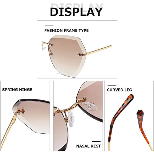 AEVOGUE Sunglasses For Women Oversized Rimless Diamond Cutting Lens Sun Glasses AE0534