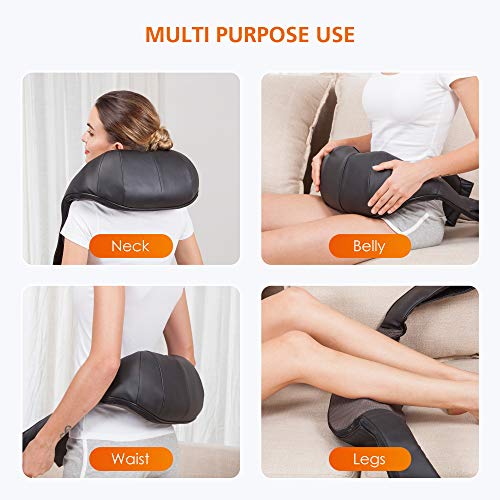 Snailax Shiatsu Neck and Shoulder Massager - Back Massager with Heat, Deep Kneading Electric Massage Pillow for Neck, Back, Shoulder,Foot,Body