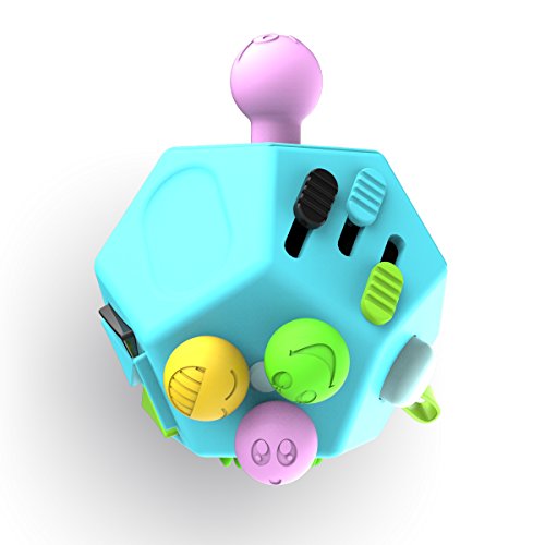 Fidget Dodecagon –12-Side Fidget Toys Cube Relieves Stress and Anxiety Anti Depression Cube for Children and Adults (B3 Blue Sky)