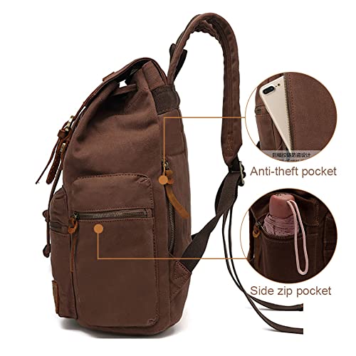 AUGUR High Capacity Canvas Vintage Backpack - for School College Hiking Travel 12-17" Laptop