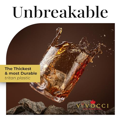 Unbreakable Tritan Plastic Rocks 12.5 oz Whiskey & Double Old Fashioned Glasses | Thumb Indent Base | Ideal for Bourbon & Scotch | Perfect For Homes & Bars | Dishwasher Safe | Buy 6 Pay 5