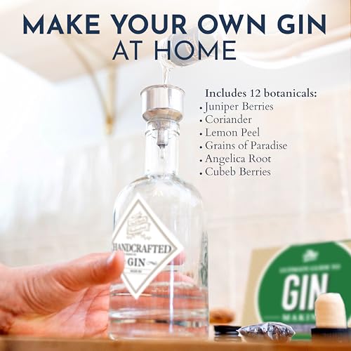 DIY Gift Kits Real Gin Making Kit | 6 Botanicals & Spices, Stainless Steel Flask, Funnel & More | Handcrafted Artisanal Gin | Mixology Set For Bartender & Adults | Gift for Men & Women