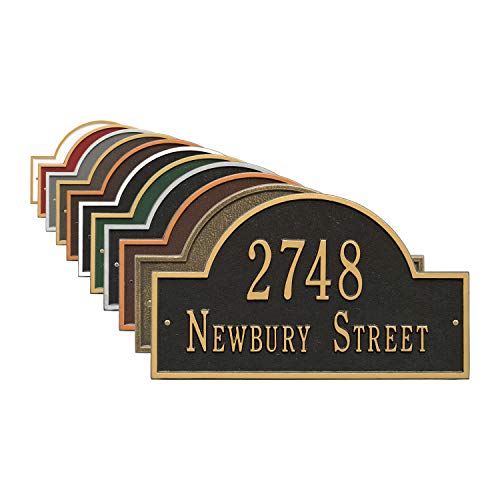 Whitehall™ Personalized Cast Metal Address Plaque with Arch Top. Made in the USA. BEWARE OF IMPORT IMITATIONS. Display Your Address and Street Name. Custom House Number Sign. Wall Mounted Sign.