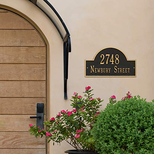 Whitehall™ Personalized Cast Metal Address Plaque with Arch Top. Made in the USA. BEWARE OF IMPORT IMITATIONS. Display Your Address and Street Name. Custom House Number Sign. Wall Mounted Sign.