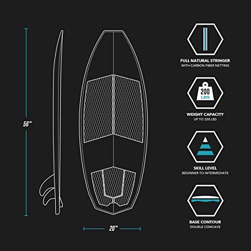 Driftsun Throwdown Wakesurf Board. Custom Surf Style Wake Surfboards for Adults. Adjustable Quad Fin Set Included with Wake Surf Board (4'8" and 4'6")