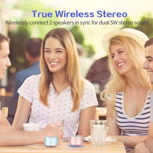 LENRUE A2 Portable Wireless Bluetooth Speaker with Lights and Lanyard,5W Mini Small Metal Speakers Bluetooth 5.0/Aux-in for iPhone Android Home Outdoor, Gifts for Women/Girls