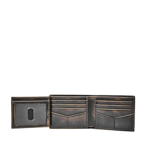 Fossil Men's Leather Bifold Wallet with Flip ID Window for Men