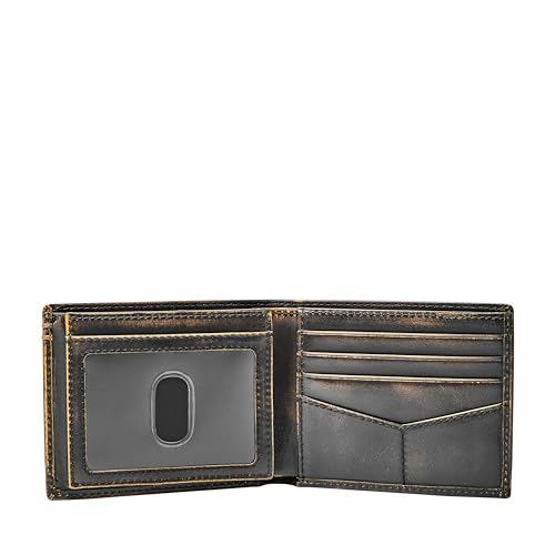 Fossil Men's Leather Bifold Wallet with Flip ID Window for Men