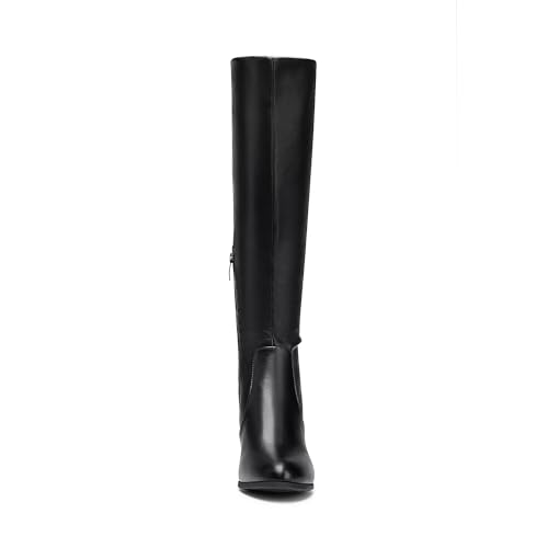 DREAM PAIRS Women's Chunky Heel Knee High and Up Boots,Size 8,Black/PU,MIDLEG