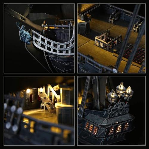 3D Puzzles for Adults Home Decor Pirate Ship Gifts for Men Women Model Kits Brain Teaser Puzzles for Adults Teacher Gifts,Queen Anne's Revenge 340 Pcs