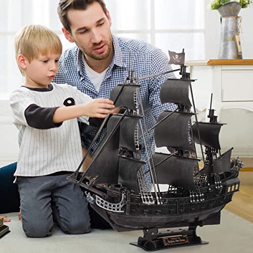 3D Puzzles for Adults Home Decor Pirate Ship Gifts for Men Women Model Kits Brain Teaser Puzzles for Adults Teacher Gifts,Queen Anne's Revenge 340 Pcs