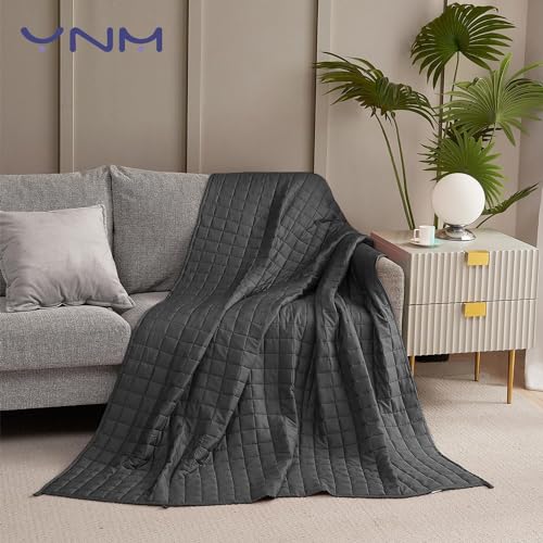 YnM Exclusive 15lbs Weighted Blanket, Smallest Compartments with Glass Beads, Bed Blanket for One Person of 140lbs, Ideal for Twin or Full Bed (48x72 Inches, 15 Pounds, Dark Grey)