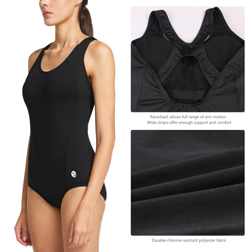 BALEAF Women's Racerback Athletic One Piece Modest Bathing Suit