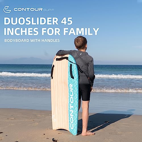 Contour Surf DuoSlider 45'' Body Board Bodyboards with Handles Surfboards for Two Person Parent-Child Surfing Bodyboard for Big Guys Dual Riders Hand Held Body Boards for Beach Adults