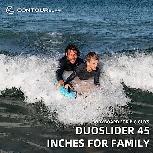 Contour Surf DuoSlider 45'' Body Board Bodyboards with Handles Surfboards for Two Person Parent-Child Surfing Bodyboard for Big Guys Dual Riders Hand Held Body Boards for Beach Adults